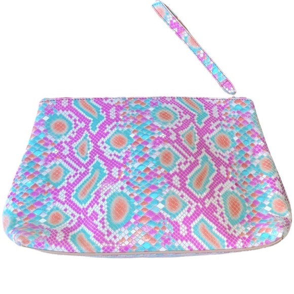 Anthropologie Merritt Snake-Printed Wristlet Pink - Picture 2 of 11